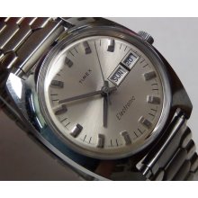 Timex Men's Silver Electronic Dual Calendar Watch - Excellent