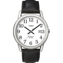 Timex Men's T2h281 Easy Reader Silver-tone Case Black Leather Strap Watch