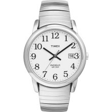 Timex Mens Watch with White Dial and Silver Expansion Band
