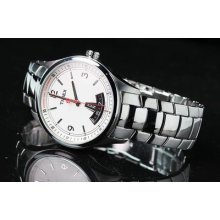 Timex Mens White Analog Dial Perpetual Calendar Stainless Steel Bracelet Watch