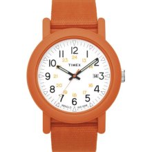 Timex T2n489au Camper Unisex Watch Quartz Analogue White Dial Orange Nylon Strap