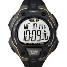 Timex T5K494 Mens Ironman Black and Yellow Case 50-Lap Watch Black