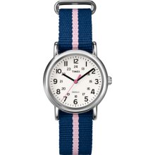 Timex Women's Weekender Watch, Blue and Pink Nylon Strap