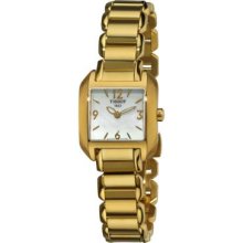 Tissot Women s T-Wave Swiss Quartz Mother-of-Pearl Dial Gold-tone Stainless Steel Bracelet Watch