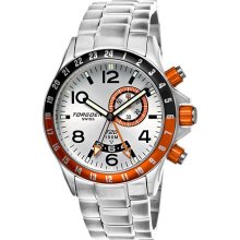 Torgoen Mens T20 Dual Time Stainless Watch - Silver Bracelet - Silver Dial - T20201
