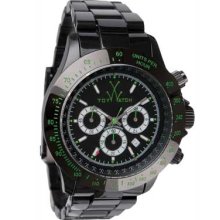 Toy Watch Black And Green Fluo Chrono Oversized Dial Watch