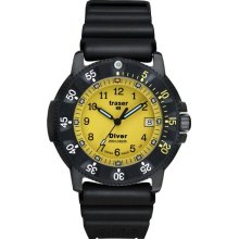 Traser Mens Para Marine Stainless Watch - Black Rubber Strap - Yellow Dial - P6504.930.54.05