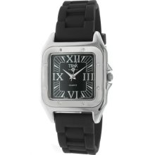 Trax Womens Tr5132-bb Posh Square Black Rubber Dial Watch