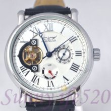 Trendy Silver Skeleton Tourbillon Auto Mens Women Watch