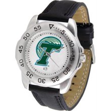 Tulane University Green Wave TU Mens Leather Sports Watch