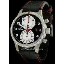 Tutima Grand Classic Chrono 43mm Watch - Black Dial, Leather Strap 781-05 Chronograph Sale Authentic