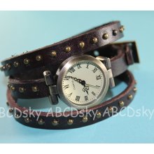 Two colors for Choice---Vintage Style Watch,Studded leather Watch,women leather watch