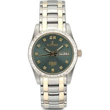 Two Tone Sartego Classic Crystal Green Luminous Watch ...
