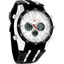 U.S. Polo Assn Mens Xl Formula Sport Silver Dial Quartz Chronograph Watch US9061