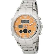 U.s. Polo Assn. Men's Us8446 Analog Digital Orange Dial Silver Tone Bracelet