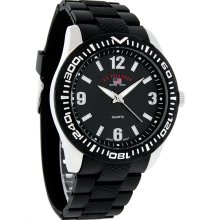 U.S. Polo Assn Mens Formula 1 Black Rubber Band Quartz Watch US9077