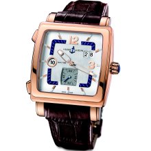 Ulysse Nardin Quadrato Dual Time 18kt Rose Gold Mens Watch 243-92-600