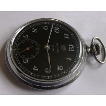 Umf/ruhla-saturn--7j Open Face Man's Pocket Watch - Germany 1950's