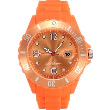 Unisex Orange Silicone Candy Color Sport Quartz Calendar Wrist Watch - Blue - Silicone