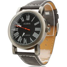 Unisex PU Analog Quartz Watch Wrist 20 (Grey)