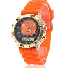 Unisex PU Analog Quartz Wrist Sports Watch (Orange)