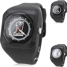 Unisex Silicone Analog Quartz Watch Wrist with Big Number (Black)