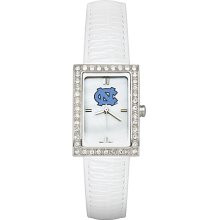 University Of North Carolina Watch with White Leather Strap and CZ Accents