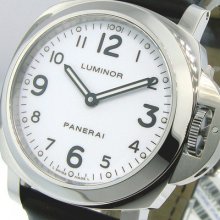 Unworn Panerai 44 Mm Steel Luminor Base White Dial Pam 114 Pam 00114