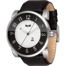 Vestal Mens Doppler Analog Stainless Watch - Black Leather Strap ...