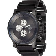 Vestal Plexi Leather Wristwatch Black/silver/silver Ple031 Watch