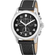 Victorinox Swiss Army Men's Classic Chronograph Black Leather Strap Watch