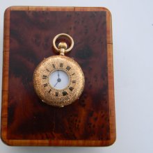 Vintage 18K gold ladies pocket watch dated 1896- Vacheron in original box - Half Hunter