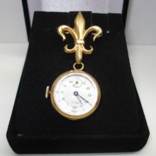 Vintage Lapel Watch Pin Brooch Fleur de Lis