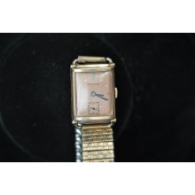 Vintage Mens Bulova 21 J 14 K Rose Gold Filled Wristwatch Caliber 7 Ak Keeps Time