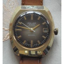 Vintage Russian Gold Plated Au Wrist Watch Poljot - Automatic,date,23j