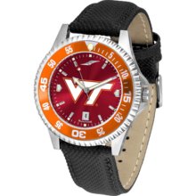 Virginia Tech Hokies Competitor AnoChrome Men's Watch with Nylon/Leather Band and Colored Bezel