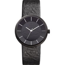 Vivienne Westwood Spirit Unisex Quartz Watch With Black Dial Analogue Display And Black Leather Strap Vv020bkbk