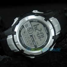 Vogue Gift Flash Lcd Alarm Calendar Black Rubber Band Sports Men Boy Wrist Watch