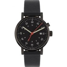 Void Unisex Analog Stainless Watch - Black Leather Strap - Black Dial - V03A-BL/BL/BL