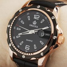 W/battery Quartz Style Mens Elegant Wrist Watch Leather Small Date Fashion Gift