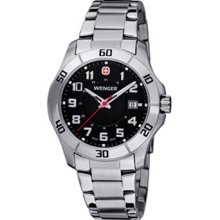 Wenger Men's Alpine Black Dial Stainless Steel Watch