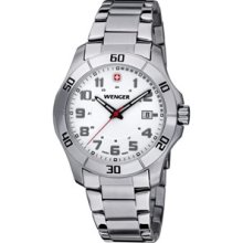 Wenger Mens Alpine White Dial Stainless Steel Bracelet Watch