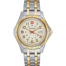 Wenger Men's Standard Issue Xl Swiss Watch - Eggshell Dial/two-tone 18k Bracelet