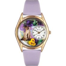 Whimsical Watches C-0120004 Womens Siamese Cat Lavender Leather And Goldtone Watch