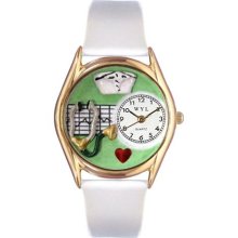 Whimsical Watches C0610031 Women'S C0610031 Classic Gold Nurse Green White Leather And Goldtone Watch