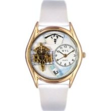 Whimsical Watches Women's C0610019 Classic Gold RN White Leather And