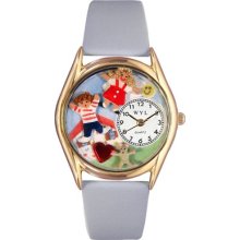 Whimsical Watches Women's Day Care Teacher Red Leather and Gold Tone Watch