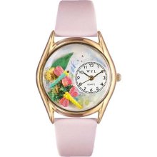 Whimsical Watches Women's Dragonflies Pink Leather and Gold Tone Watch