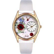 Whimsical Womens Birthstone: July White Leather And Goldtone Watc ...