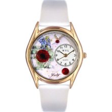 Whimsical Womens Birthstone: July White Leather Watch #557715